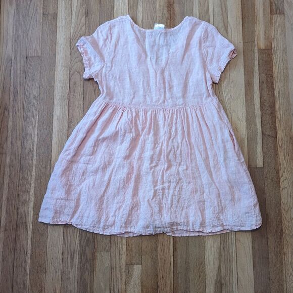 Jillian Harris X Priv 100% Linen Pink Peach Button Mini Dress - Picture 4 of 6